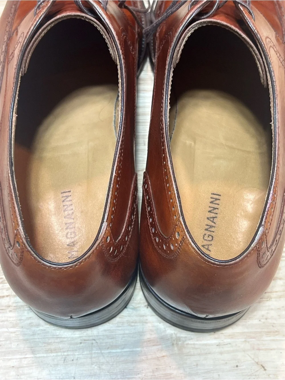 Magnanni Men’s Cognac Leather  Wingtip Derbies US Sz10.5M Made In Spain 🇪🇸